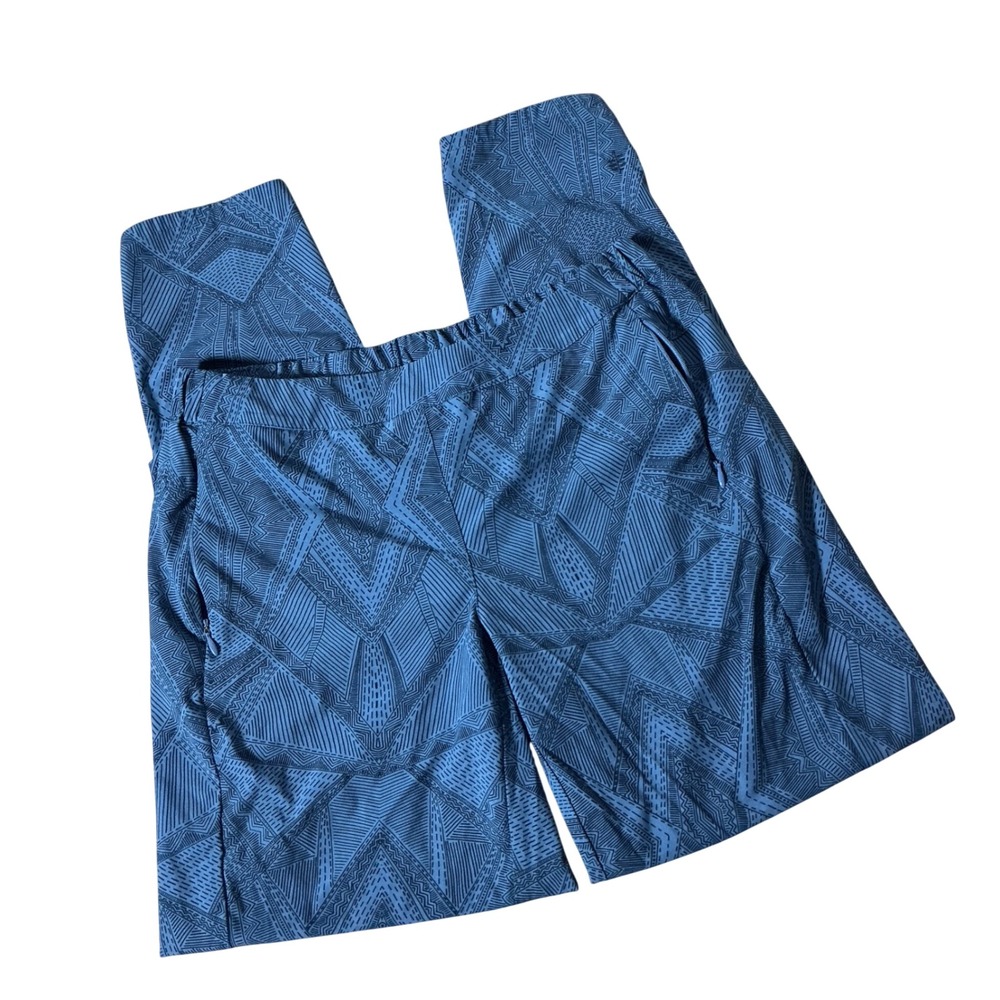 Royal Robbins Jammer Knit Hiking Pants Womens 2 Blue Geometric Print Stretch